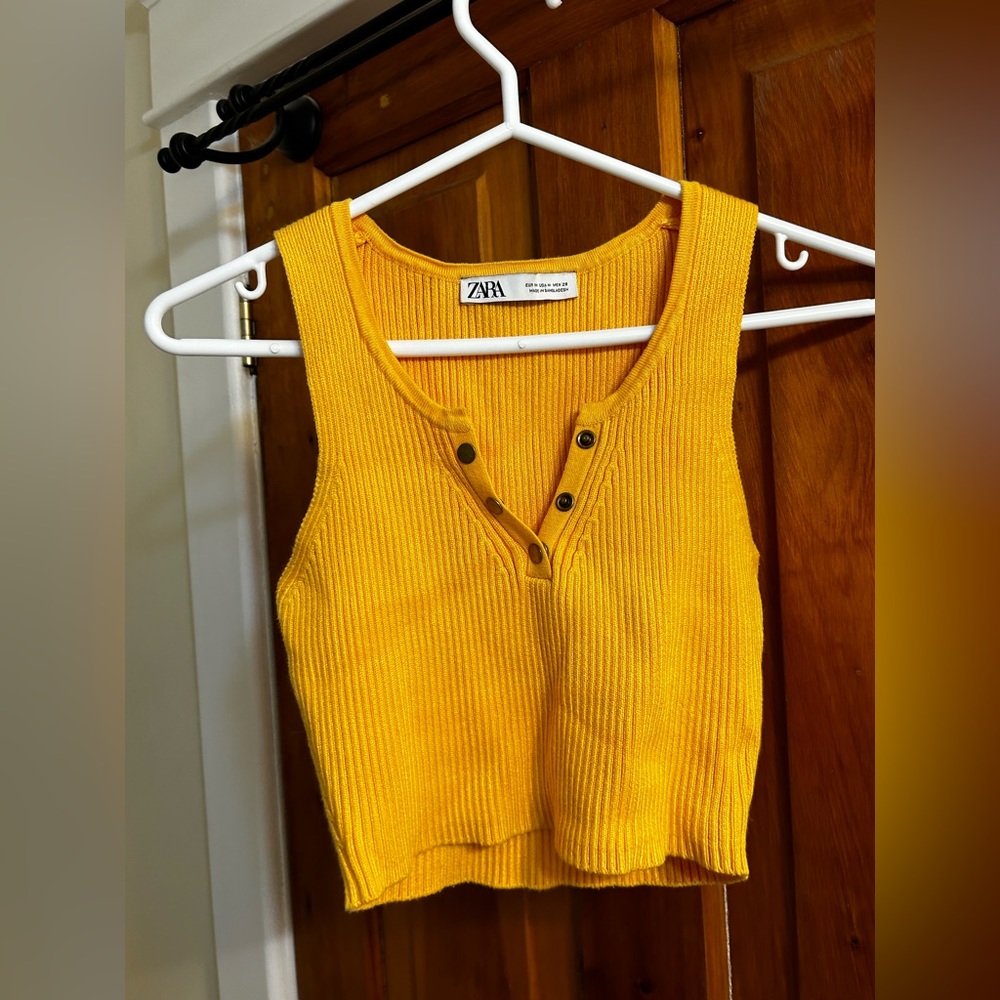 Zara yellow crop top Medium